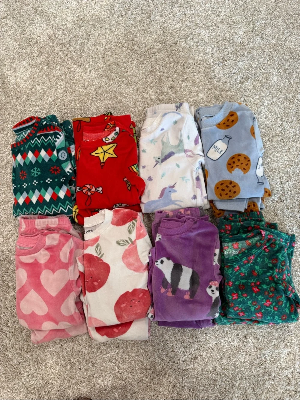 Girls Fuzzy 2 Piece Pajama Sets